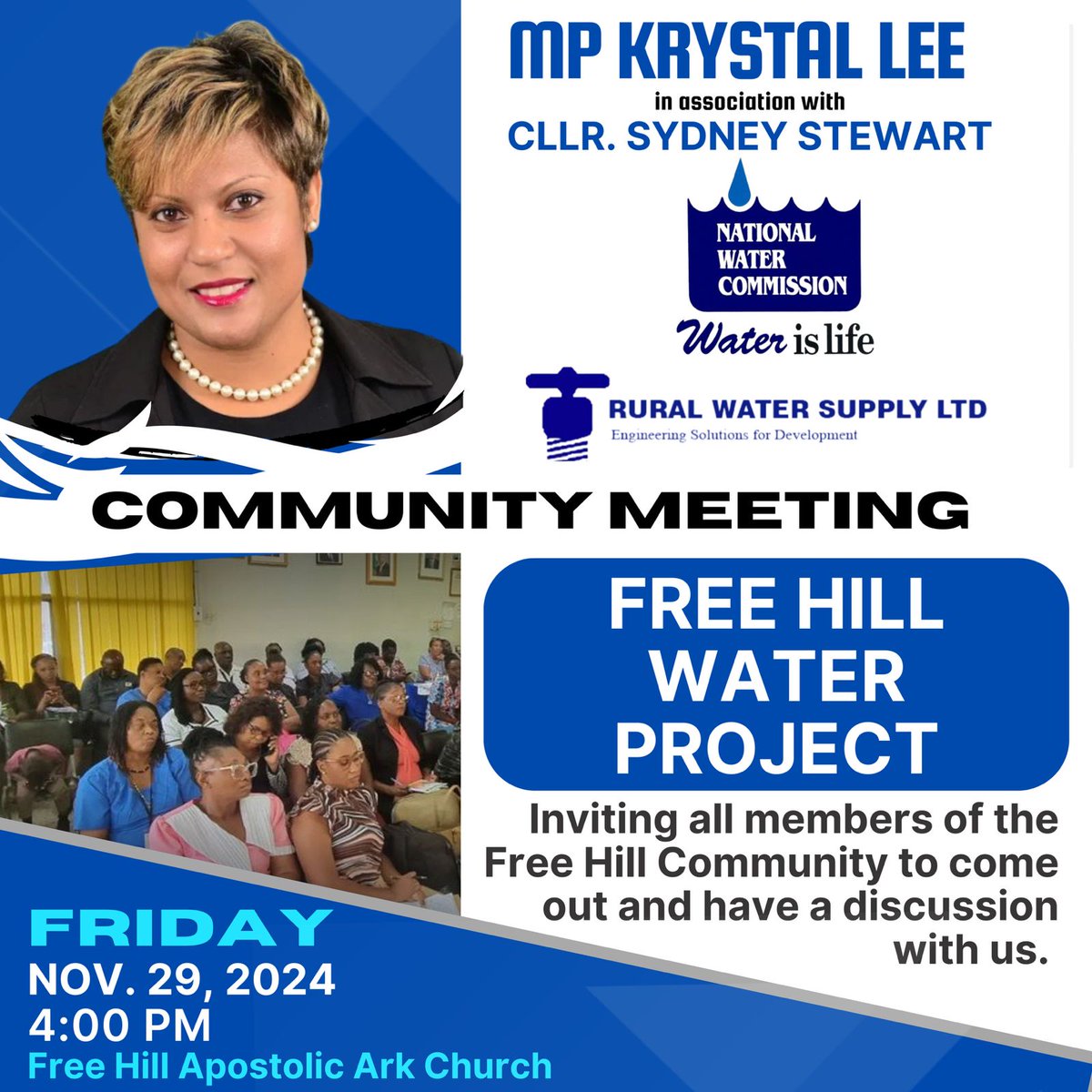 KrystalLeeCares's tweet photo. 💧 Join us this Friday, Nov. 29, at 4 PM for the Free Hill Water Project meeting with Rural Water Supply and National Water Commission. All roads lead to the Free Hill Apostolic Ark Church - Let’s build together!
#FreeHillWaterProject #BuildingForYou #nwstann #StrongerTogether https://t.co/hNMsSeYHXJ