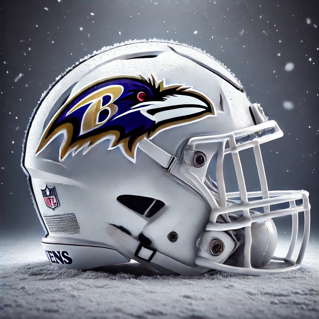 LiveRavenNation's tweet photo. Would love to see a white helmet to go with the Ravens all-white uniform. 🥶❄️ https://t.co/F1cZiVrTFi