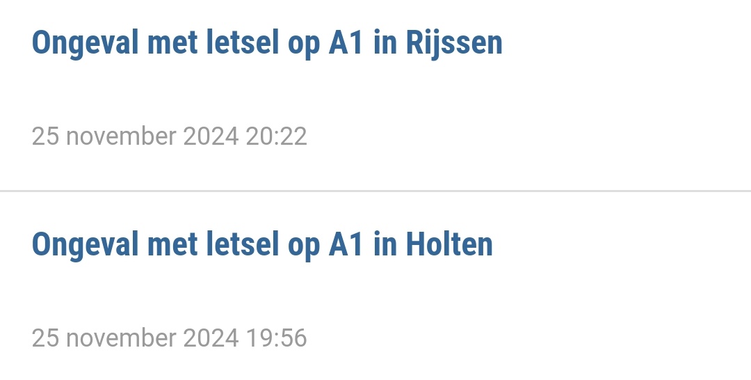 Groot ongeluk op A1 bij Holten met 10+ hulpdiensten aanwezig