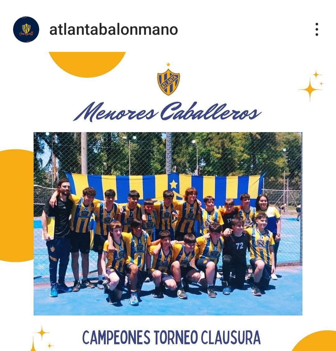 La peña palito candau
FELICITA AL EQUIPO DE HANDBALL MENORES 💙💛Y A SU CUERPO TÉCNICO, 
POR SER CAMPEONES DEL CLAUSURA.
VAMOS ATLANTA CARAJO 💙💛💙💛