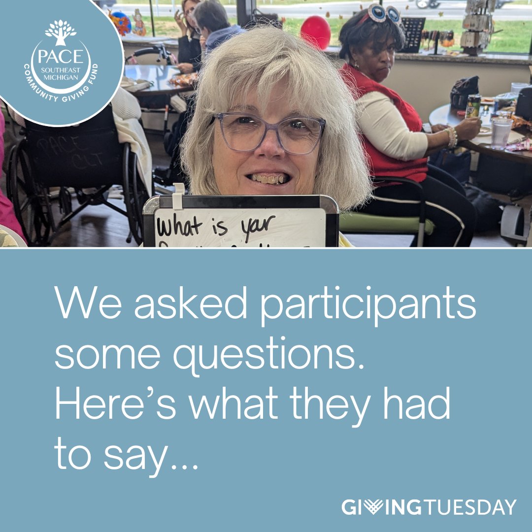 PACESEMI's tweet image. What are you thankful for this season? “Living and my age!” We asked our participants and employees some questions – here’s what they had to say.
#givingtuesday #givingtuesdaydetroit #QandAsession #question #advice