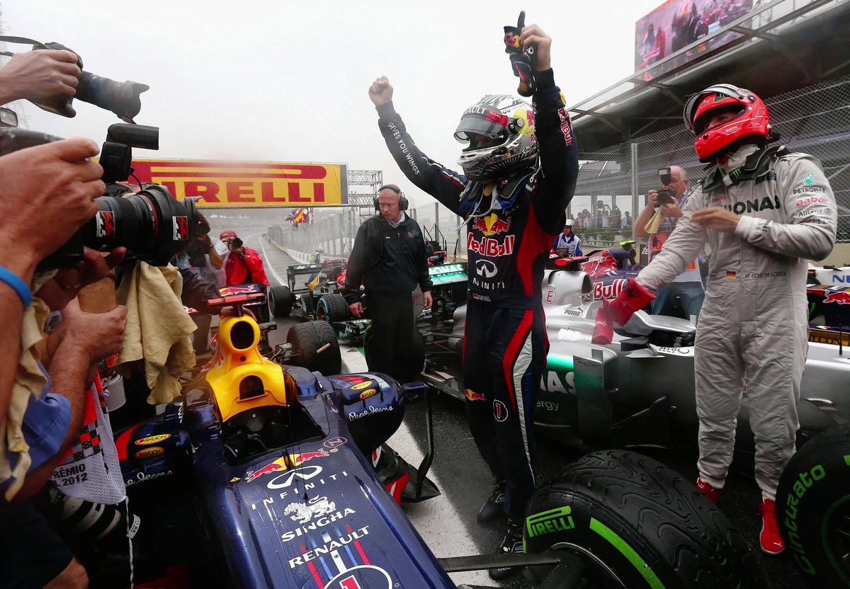 sebastianbaughh's tweet photo. After Monza 2012, Vettel was 39 points behind and P4 in the title race. How does he respond?

Wins the next 4 races (including a grand slam).

Pit lane to podium at Abu Dhabi (21 positions gained).

Pole, FL and P2 at COTA.

P24 to P6 to win the title in Brazil.

Formidable. https://t.co/gKnTamxaoA