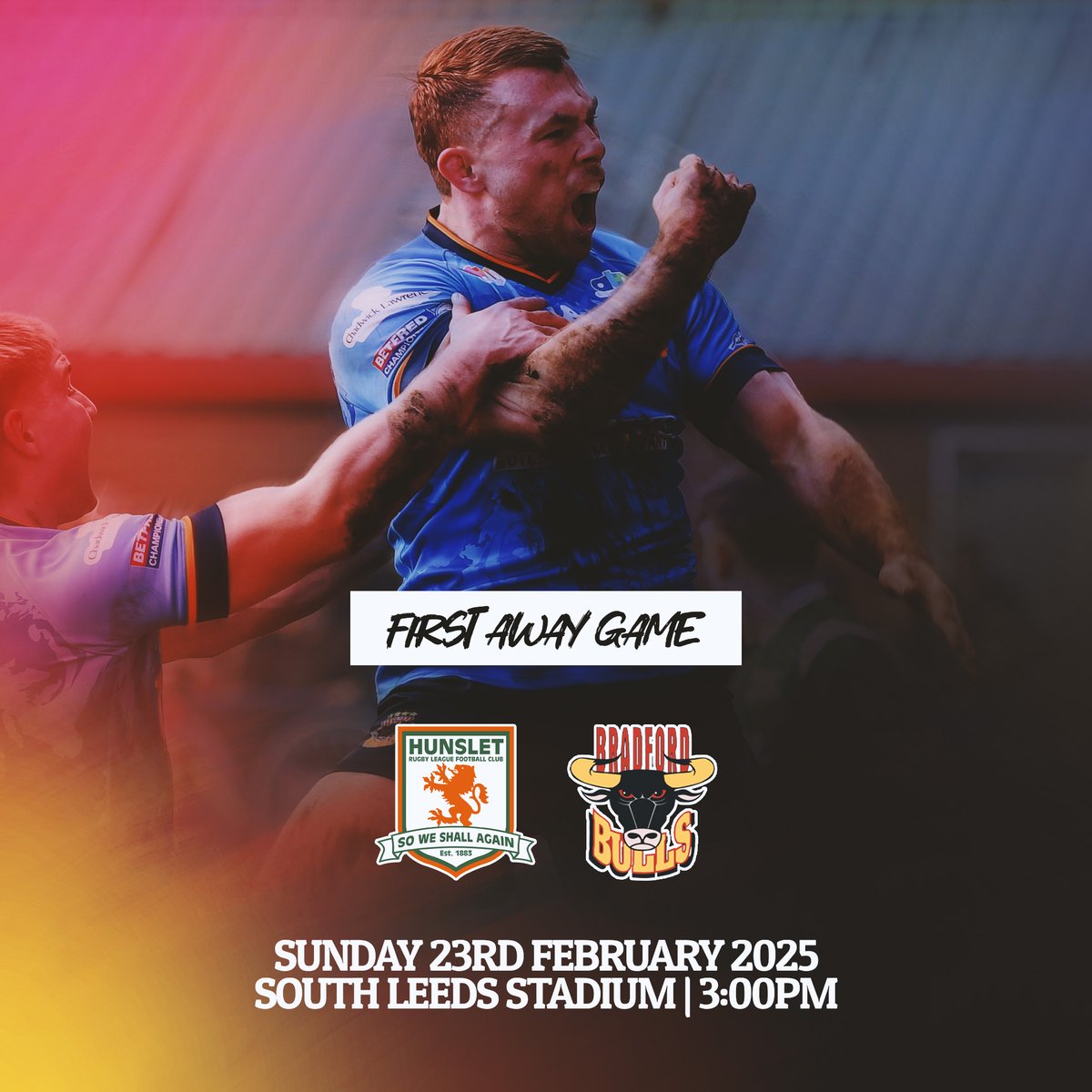 OfficialBullsRL's tweet photo. π | The first AWAY fixture of our 2025 Betfred Championship campaign sees us make the short trip to face newly-promoted @HunsletRLFC!
π
| The Round Two clash will take place on Sunday 23rd February at the South Leeds Stadium (3:00pm!)
#BullsOnTour | #StrengthInNumbers