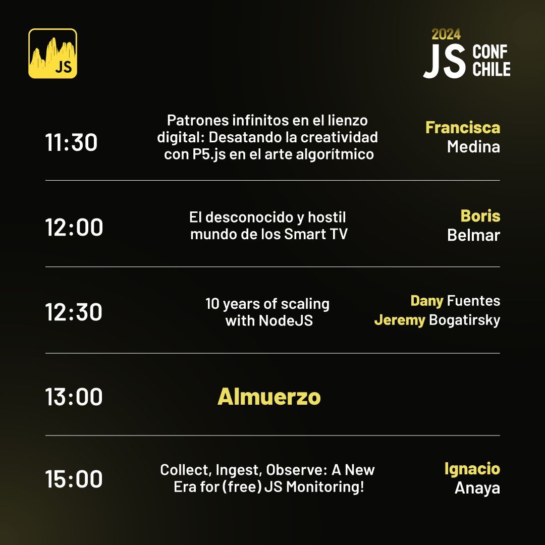jsconfcl's tweet image. ¡Partimos con la agenda del día viernes 6! 📅
Conoce a los speakers, talleres y actividades que tenemos preparados para ti. Descubre todo lo que te espera en el evento de devs más importante del año.
¿Qué charla te tiene más emocionado? 👀