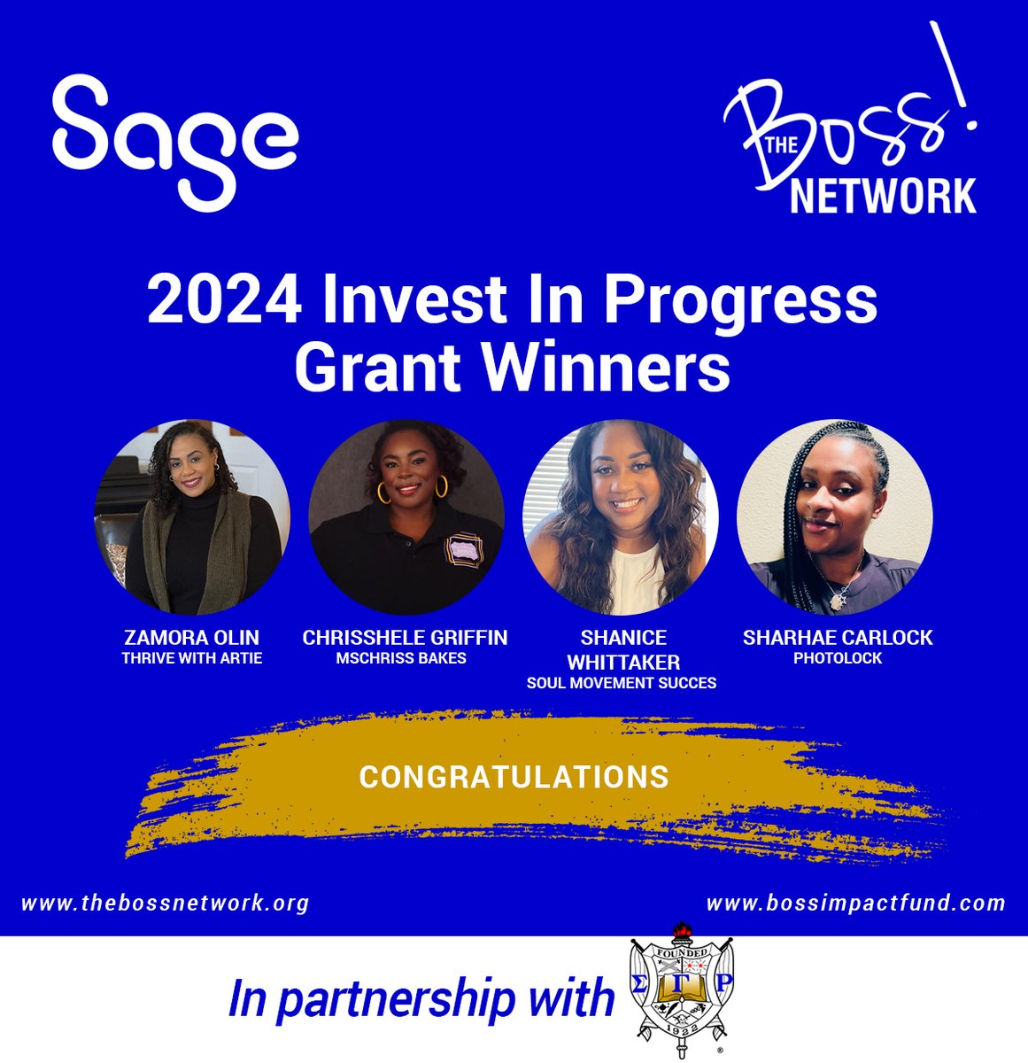 BOSS On Campus (@bossoncampus) on Twitter photo We're celebrating the BOSS members in our #InvestInProgress program to elevate their brands. Cheers to this year's talented women founders in partnership with @SageUsAmerica and <a href="/SGRho/">Sigma Gamma Rho</a> We're celebrating the BOSS members in our #InvestInProgress program to elevate their brands. Cheers to this year's talented women founders in partnership with @SageUsAmerica and <a href="/SGRho/">Sigma Gamma Rho</a>