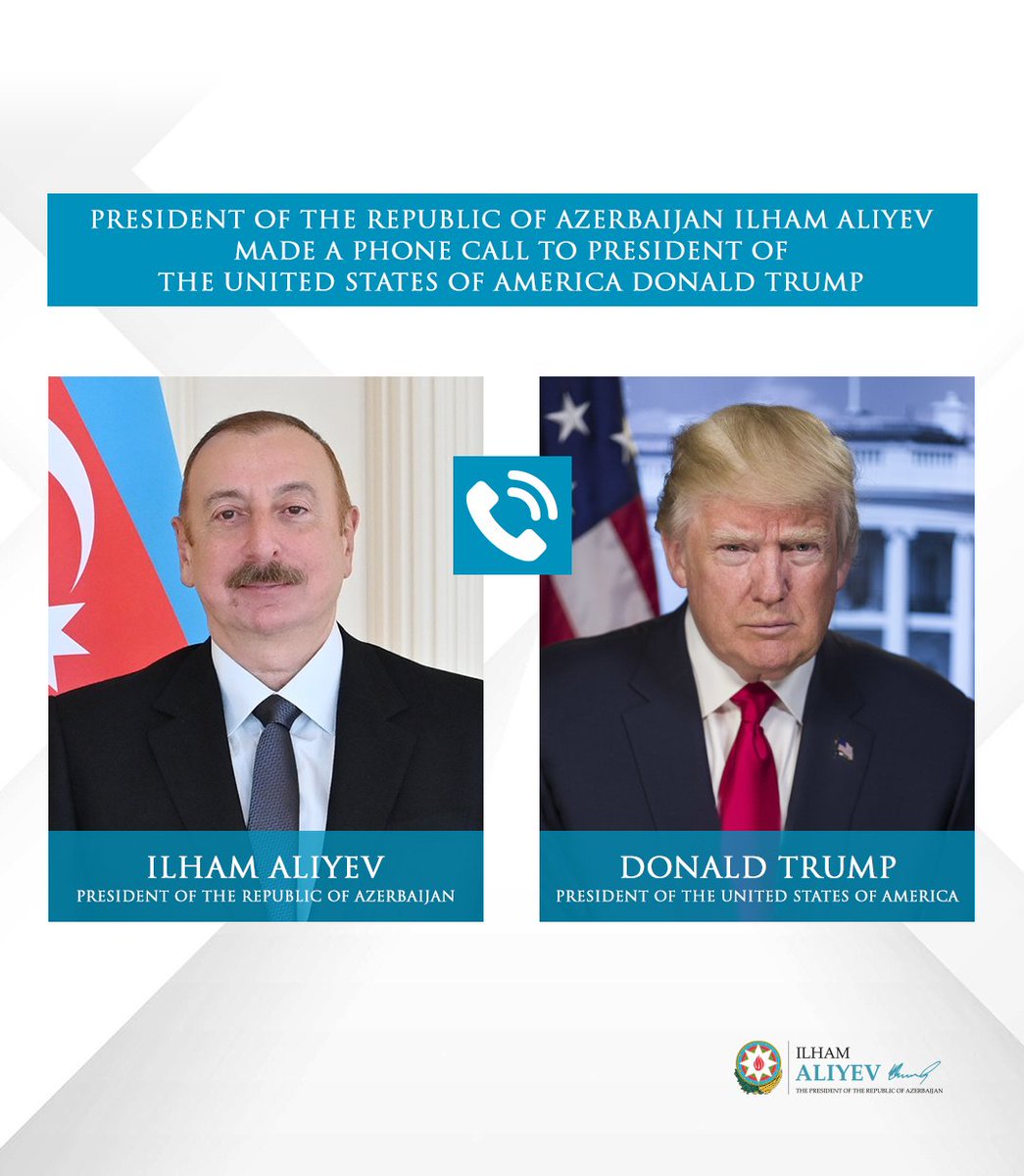 presidentaz's tweet photo. President Ilham Aliyev made a phone call to President of the United States of America Donald Trump.

https://t.co/phN8x7DuW8 https://t.co/s0F0oYgrrS