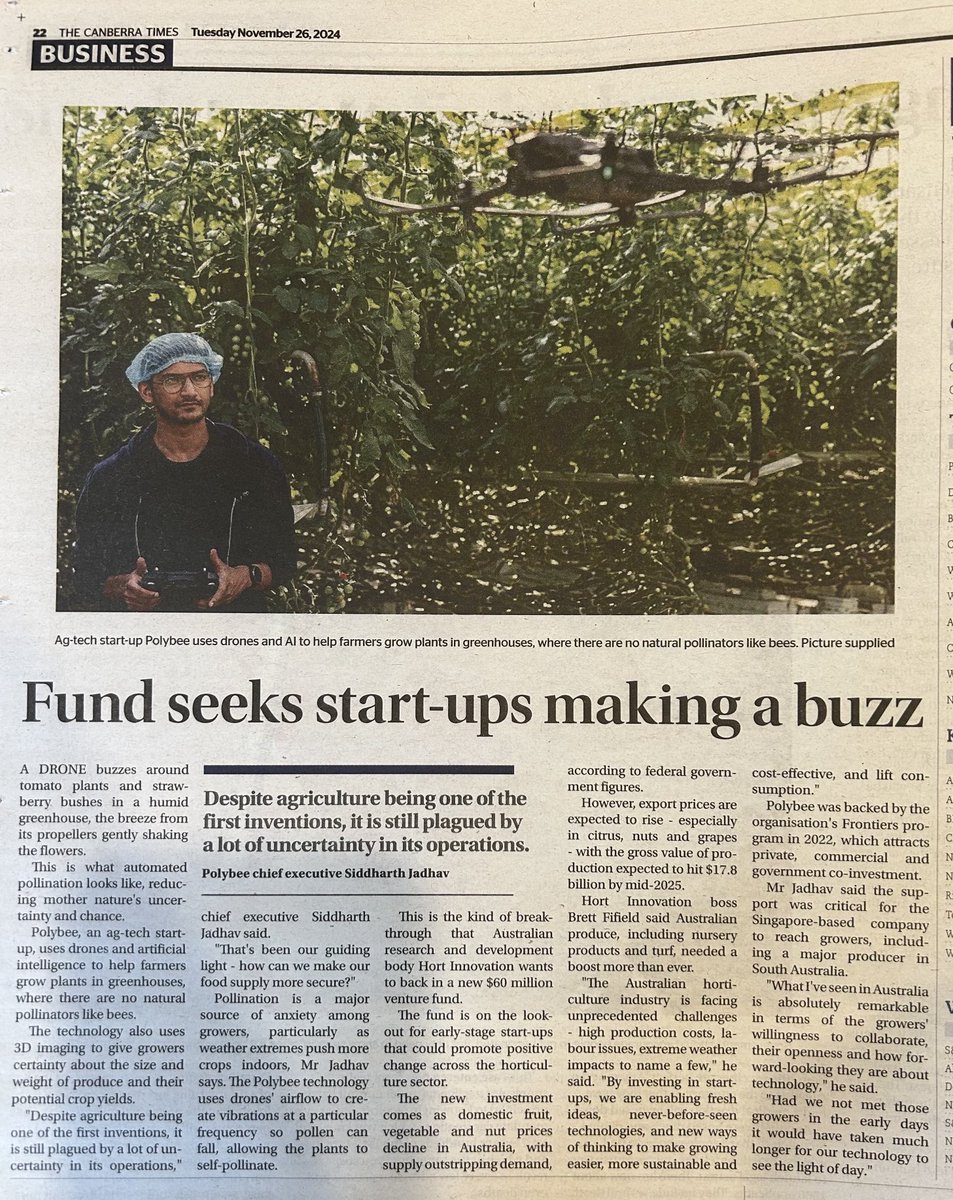 Great to see ⁦<a href="/Hort_Au/">Hort Innovation</a>⁩ making the news with its $60M venture fund to support agritech start ups! ⁦<a href="/ANUAgrifood/">Agrifood Innovation Institute</a>⁩