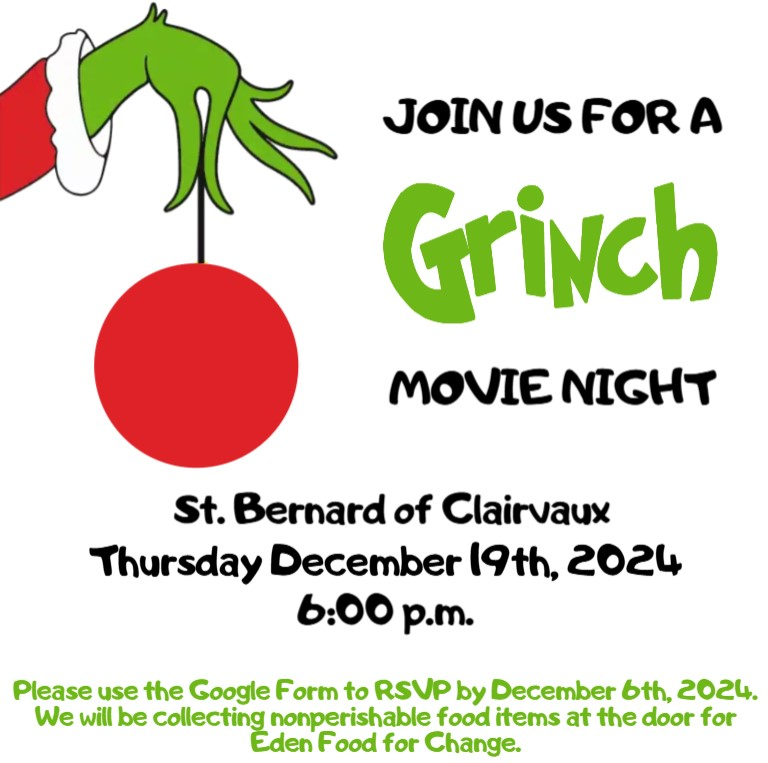 Mr. J. Kostoff (@stbernardsert) on Twitter photo 🗣️ Christmas movie night is BACK at <a href="/StBernardDPCDSB/">St. Bernard of Clairvaux</a>.  You're invited to join us on Thursday December 19th at 6:00 p.m. for 'How The Grinch Stole Christmas.'  Please RSVP using the Google Form that was shared electronically this afternoon.  Admission is free! 🗣️ Christmas movie night is BACK at <a href="/StBernardDPCDSB/">St. Bernard of Clairvaux</a>.  You're invited to join us on Thursday December 19th at 6:00 p.m. for 'How The Grinch Stole Christmas.'  Please RSVP using the Google Form that was shared electronically this afternoon.  Admission is free!