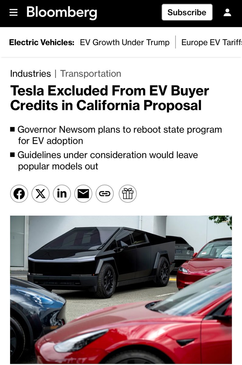 teslaownersSV's tweet image. Newsom is a 🤡

He’s excluding Tesla from the latest EV incentives in California.
