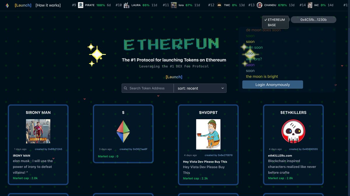⚡️ Etherfun Expands to BASE

Thanks to our $Degen partner, the trenches keep growing—Etherfun is now live on Base! Explore it at etherfun.app

🔥 All fees generated on Base will be bridged to Ethereum, fueling the autobuy-and-burn mechanism for $VISTA 

Let’s get these