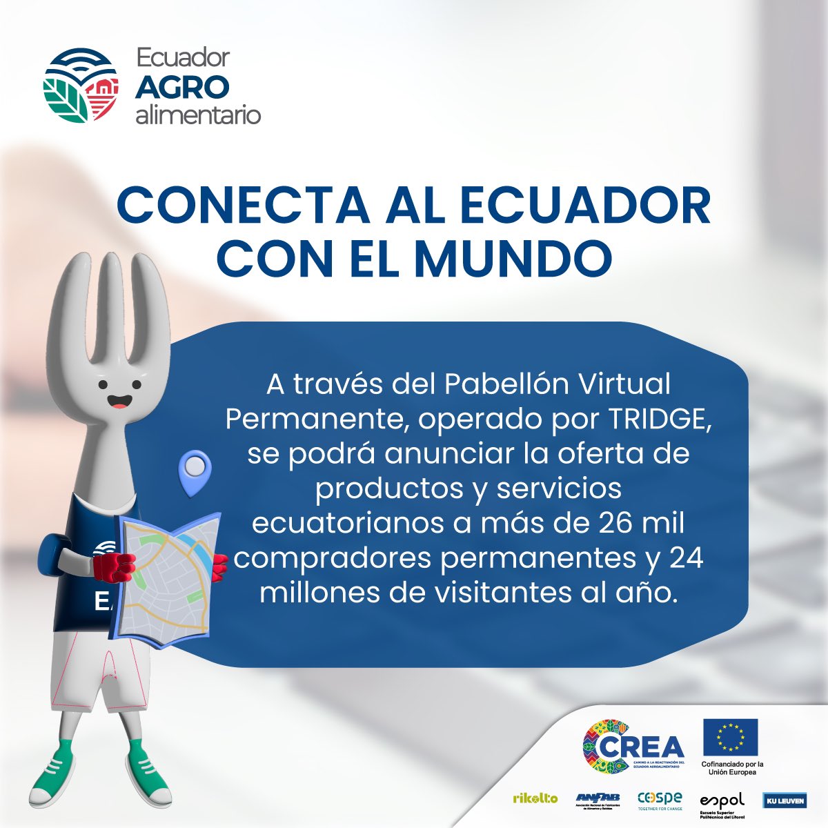 ANFAB_Ec's tweet photo. Tener una plataforma que integre a todos los actores de las cadenas agroalimentarias es un hito que lo alcanzamos gracias al apoyo del proyecto CREA, cofinanciado por @UEenEcuador y ejecutado en consorcio por @rikoltoLA, @KU_Leuven, @cospeonlus, @espol y #ANFAB. https://t.co/tkKehMu0yI