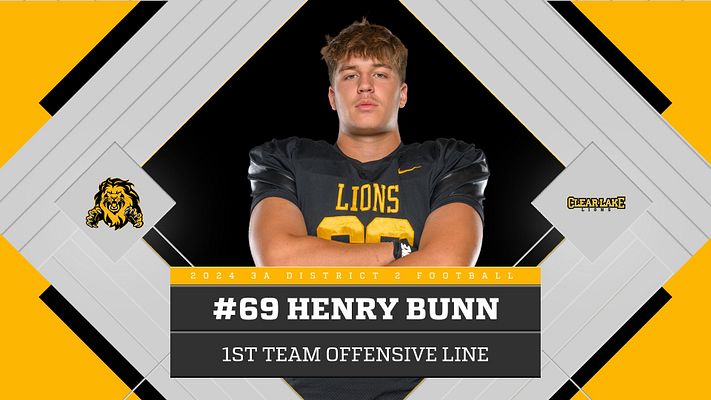 ClearLakeFB's tweet photo. Congrats Henry Bunn!
Class 3A District 2 - 1st Team
Offensive Line
#LIONS 
@henry_bunn https://t.co/X0DQ0qtU7j