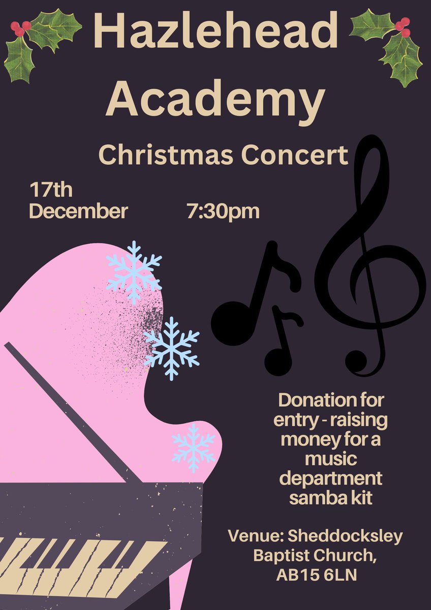 Christmas Concert time again. This time we will be performing at Sheddocksley Baptist Church. Please come along for a lovely festive evening of entertainment. 
#christmasconcert #concert #musicians #christmas