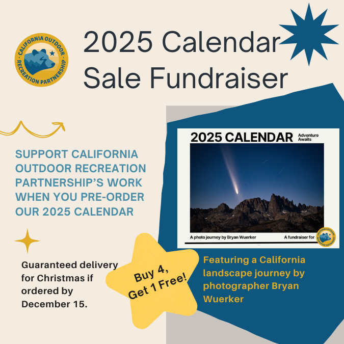 CAOutdoorRec's tweet photo. In partnership with California-based landscape photographer Bryan Wuerker, California Outdoor Recreation Partnership is selling a 2025 calendar to fundraise for our work this upcoming year.  For every 4 calendars purchased, get 1 free.

Order here: https://t.co/GX3vNzQoaC https://t.co/l0CWr8LxLx
