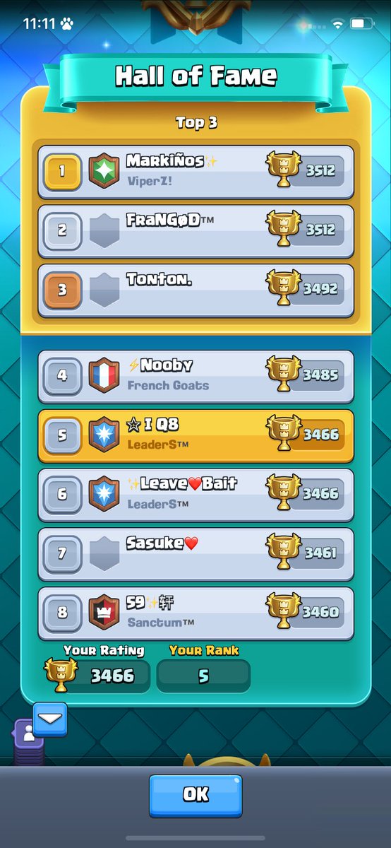 Top 5&amp;6 w the best duo😋.
10x Friend Link give a way, conditions :
- Follow :
<a href="/LeaveBait/">LeaveBait</a> 
<a href="/Q8_crr/">Q8_CR</a> 
- Like .
Will be announcing the winners in 24 hours. Gl for everyone.