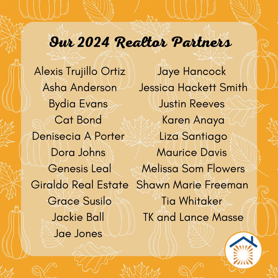 In the spirit of gratitude that Thanksgiving offers, we want to take this week to thank some of the partners who make our work possible!
THANK YOU to our trusted realtor partners who volunteer their time on Saturday mornings to present during our First Time Homebuyer Workshops!