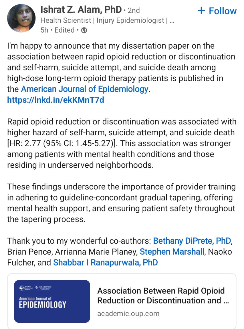 More data on the harms of rapid opioid reduction and its association with suicide etc..