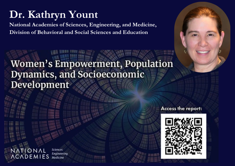 emory_sociology's tweet image. Dr. @kathryn_yount, faculty @emory_sociology &amp;amp; @EmoryRollins, is an author on the newly-published National Academies Committee on Women's Empowerment, Population Dynamics, &amp;amp; Socioeconomic Development Consensus Report. Learn more here: bit.ly/3Z5yGFh #soctwitter #emory