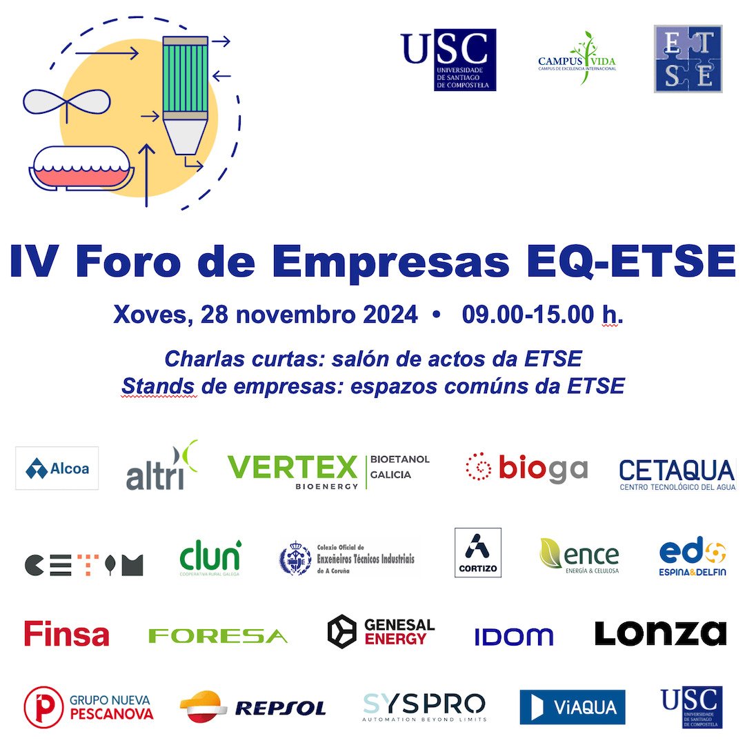 etse_usc's tweet photo. Xoves 28/11, na @etse_usc. Evento clave para alumnado de grao e máster en #EnxeñaríaQuímica e titulacións afíns.
🔹 Inclúe presentacións breves, interacción directa, e networking. ¡Non perdas a oportunidade de conectar co teu futuro profesional!

#ForoEmpresaETSE https://t.co/w2voV21lDq