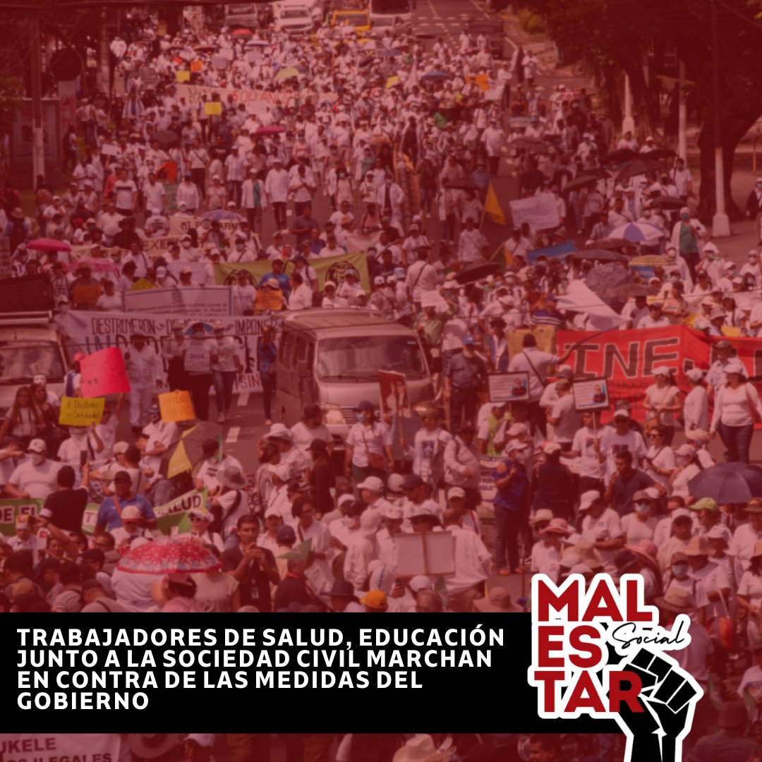 MalestarSV___'s tweet photo. Trabajadores de la salud, educación y sociedad civil marcharon el pasado 23 de noviembre para denunciar los despidos injustificados y recortes presupuestarios que afectan áreas sensibles como Salud y Educación. ¿Es esta la prioridad del gobierno? #ElSalvador #UltimaHora#Derechos https://t.co/e5xB1skcrb