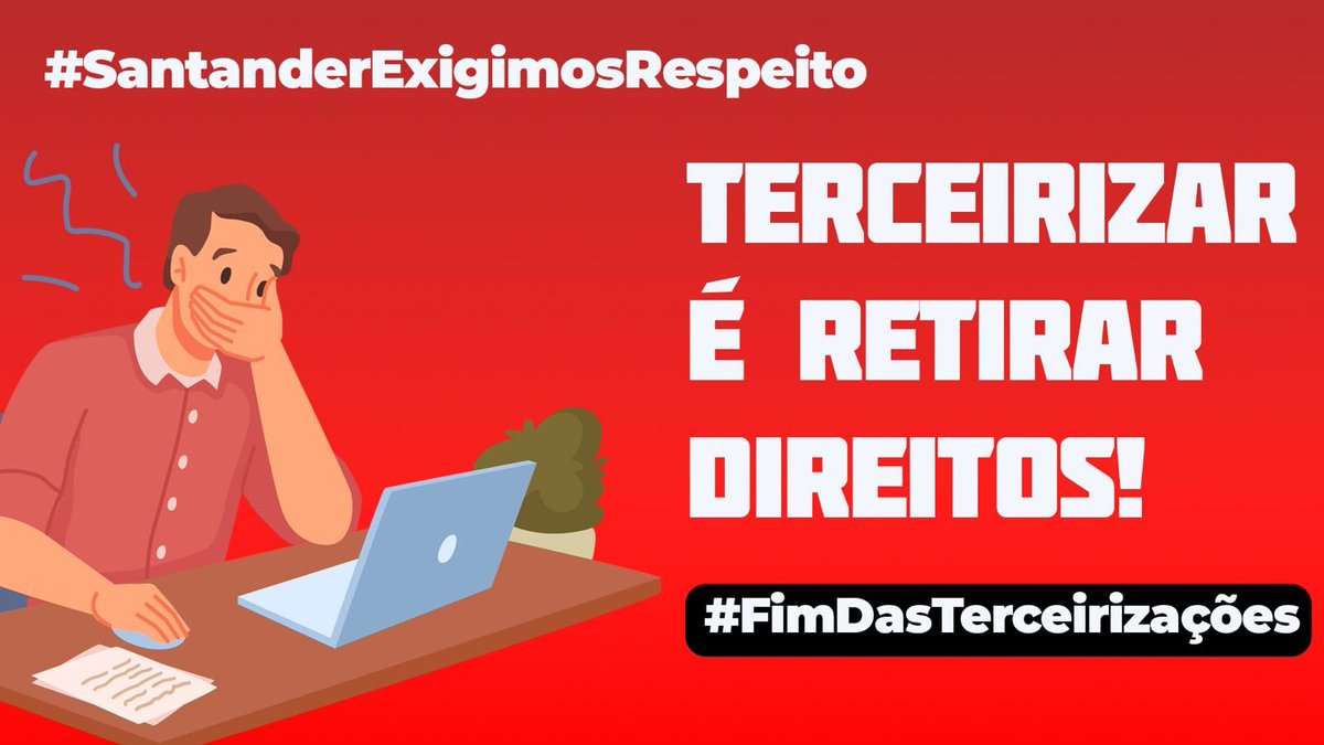 LuisLellis's tweet photo. #SantanderExigimosRespeito.
A uniformidade das práticas antisindicais do Santander é clara: em vários países, o banco promove terceirizações e precariza as condições de trabalho. Exigimos o cumprimento dos acordos coletivos! 
#FimDasTerceirizações @santander_es 
@AnaBotin https://t.co/yFpu7MyDu2
