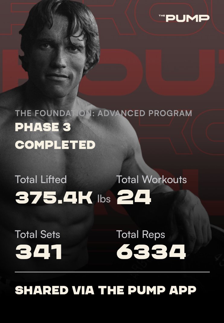 Consistency. Ten years I've been doing this and this app by fars makes me feel like I'm on a proper program. Thank you <a href="/Schwarzenegger/">Arnold</a> and thank you for everyone who's worked out with me over the years.