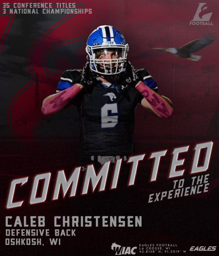 Caleb Christensen (@cchristensen06) on Twitter photo Incredibly grateful and excited to say that I’ll be continuing my athletic and academic career at UW La-Crosse
Huge thank you to <a href="/CoachMZweifel/">Michael Zweifel</a> <a href="/CoachCollicott/">Mitch Collicott</a> and <a href="/UWLCoachJanus/">Matt Janus</a> for all the help and the opportunity!!
#blessed
#movingon
#theexperience Incredibly grateful and excited to say that I’ll be continuing my athletic and academic career at UW La-Crosse
Huge thank you to <a href="/CoachMZweifel/">Michael Zweifel</a> <a href="/CoachCollicott/">Mitch Collicott</a> and <a href="/UWLCoachJanus/">Matt Janus</a> for all the help and the opportunity!!
#blessed
#movingon
#theexperience