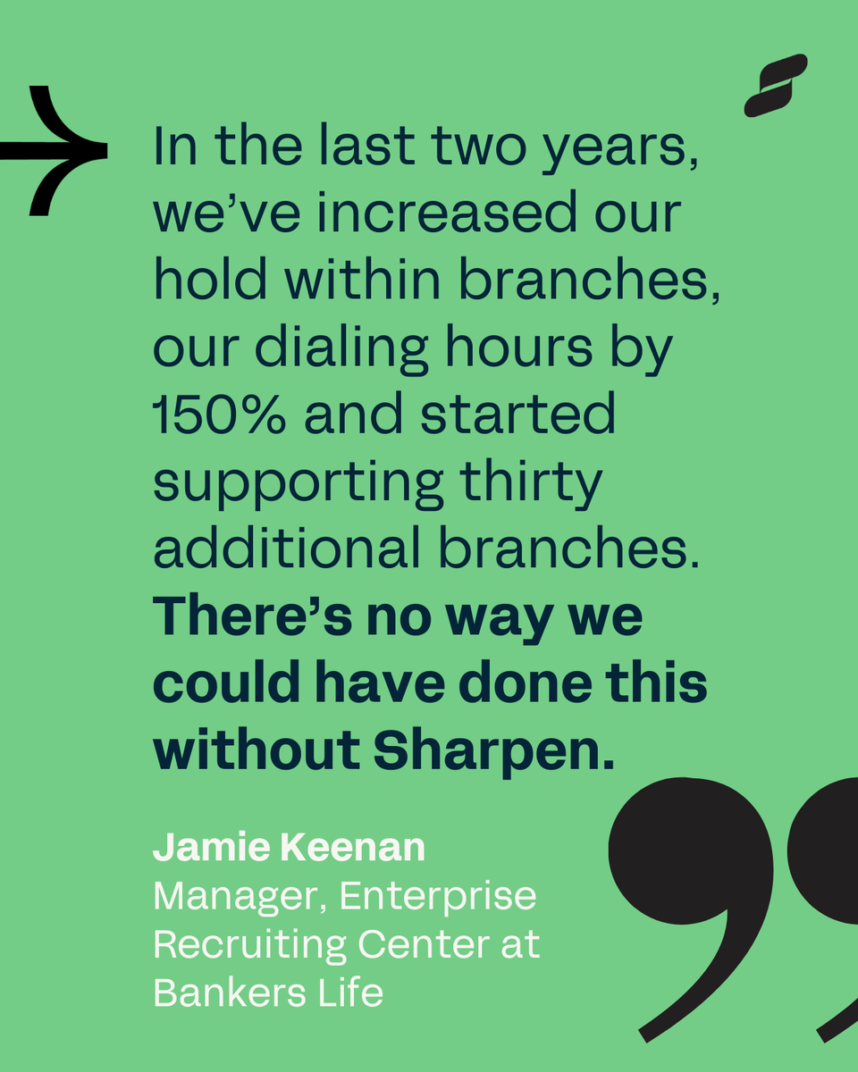 In 2022, Sharpen ushered in a new era for @_bankerslife with streamlined workflows, enhanced reliability, and a more supportive environment for recruiter development. The results? 🚀

See for yourself in our new customer story: sharpencx.com/solutions/clie…