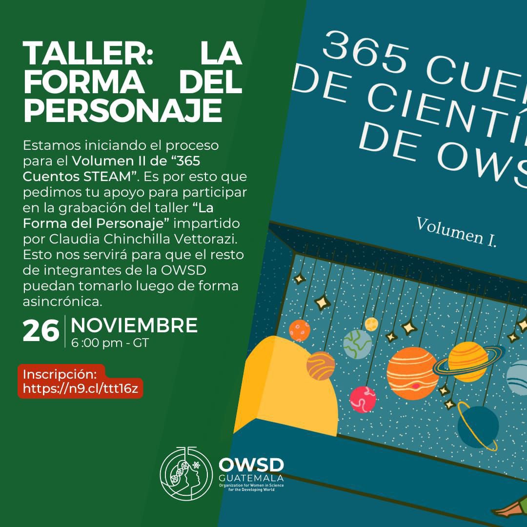 ¿Te gustaría participar para el Vol. II de "365 CUENTOS STEAM"? 

Grabaremos una serie de talleres para que las integrantes de OWSD puedan tomarlos luego de forma asincrónica. Si te interesa participar en el taller 3 en vivo: n9.cl/ttt16z