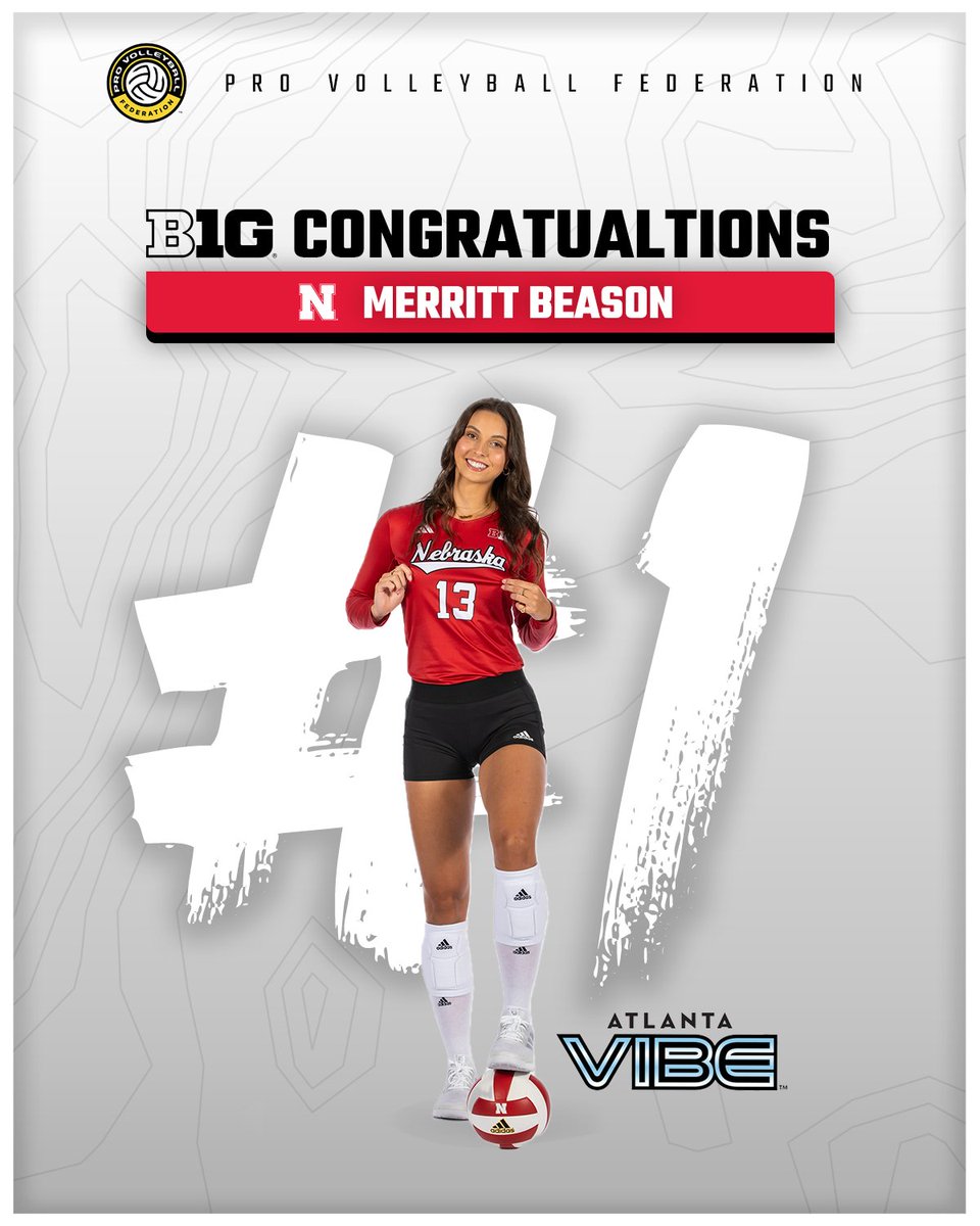 Big Ten Volleyball (@b1gvolleyball) on Twitter photo With the first pick in the <a href="/RealProVB/">Pro Volleyball Federation</a> Draft...
Congratulations to <a href="/HuskerVB/">Nebraska Volleyball</a>'s Merritt Beason on going number one!
#B1GVolleyball With the first pick in the <a href="/RealProVB/">Pro Volleyball Federation</a> Draft...
Congratulations to <a href="/HuskerVB/">Nebraska Volleyball</a>'s Merritt Beason on going number one!
#B1GVolleyball