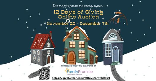 RehobothVIA's tweet photo. Family Promise 12 Days of Giving Auction starts today! Auction items feature some of the best the area has to offer, from restaurants to boutiques and entertainment, there is something for everyone!
 To learn more: https://t.co/U7M7s9BVJN https://t.co/8pfeTJRPNi