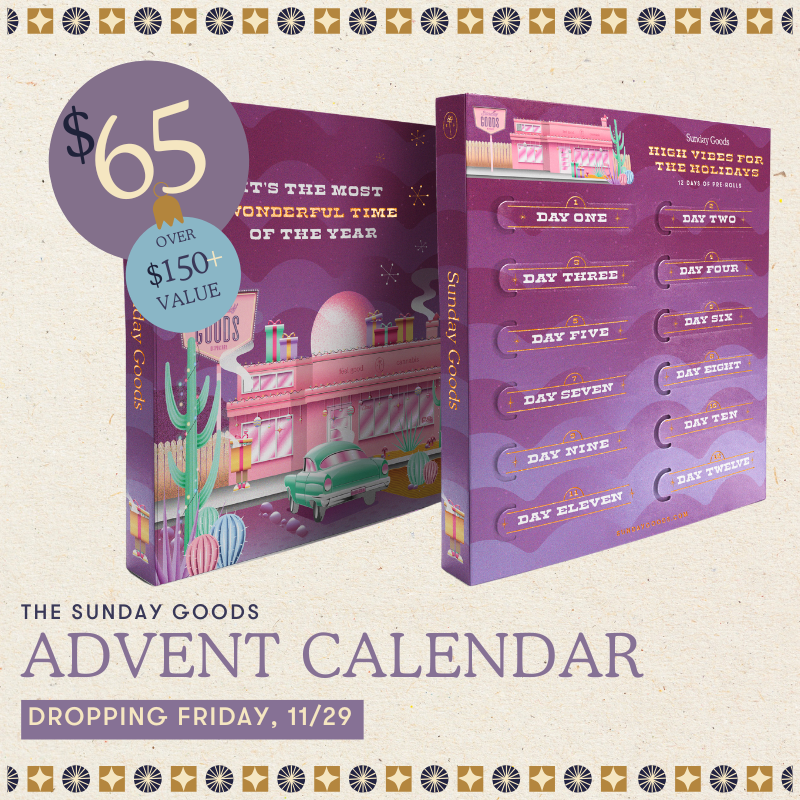 sundaygoods's tweet photo. we're launching big things this week...including a stoner's dream advent calendar for only $65! ✨

#adventcalendar #sundaygoods #arizonacannabis #cannabis #CannabisCommunity https://t.co/2n3Z0RUzRK