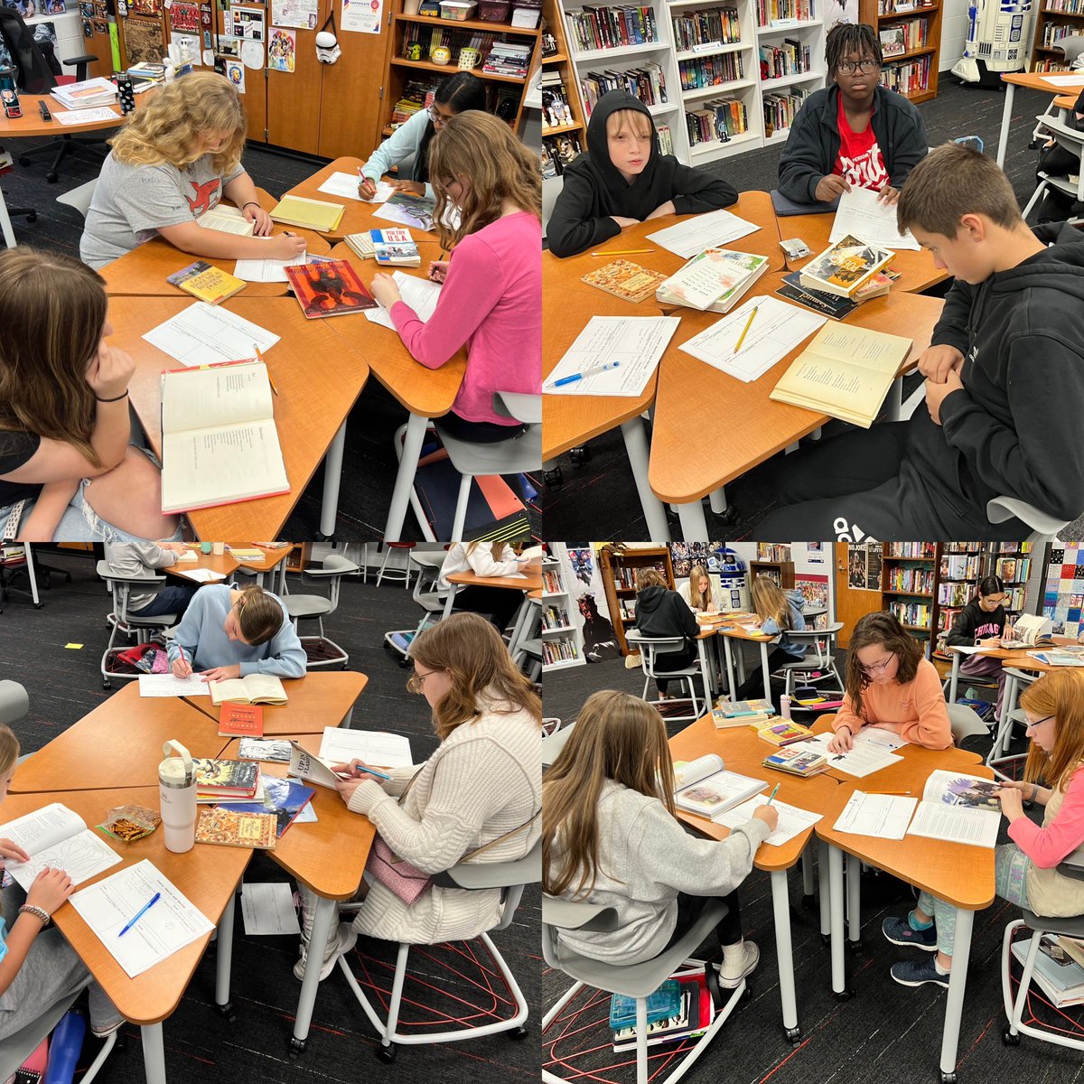 Sturgeonteach's tweet photo. Today students began searching for poems they can connect to by doing a poetry boo rotation around the room. Many were surprised that they actually found poetry they like! https://t.co/KB2svoLcOd