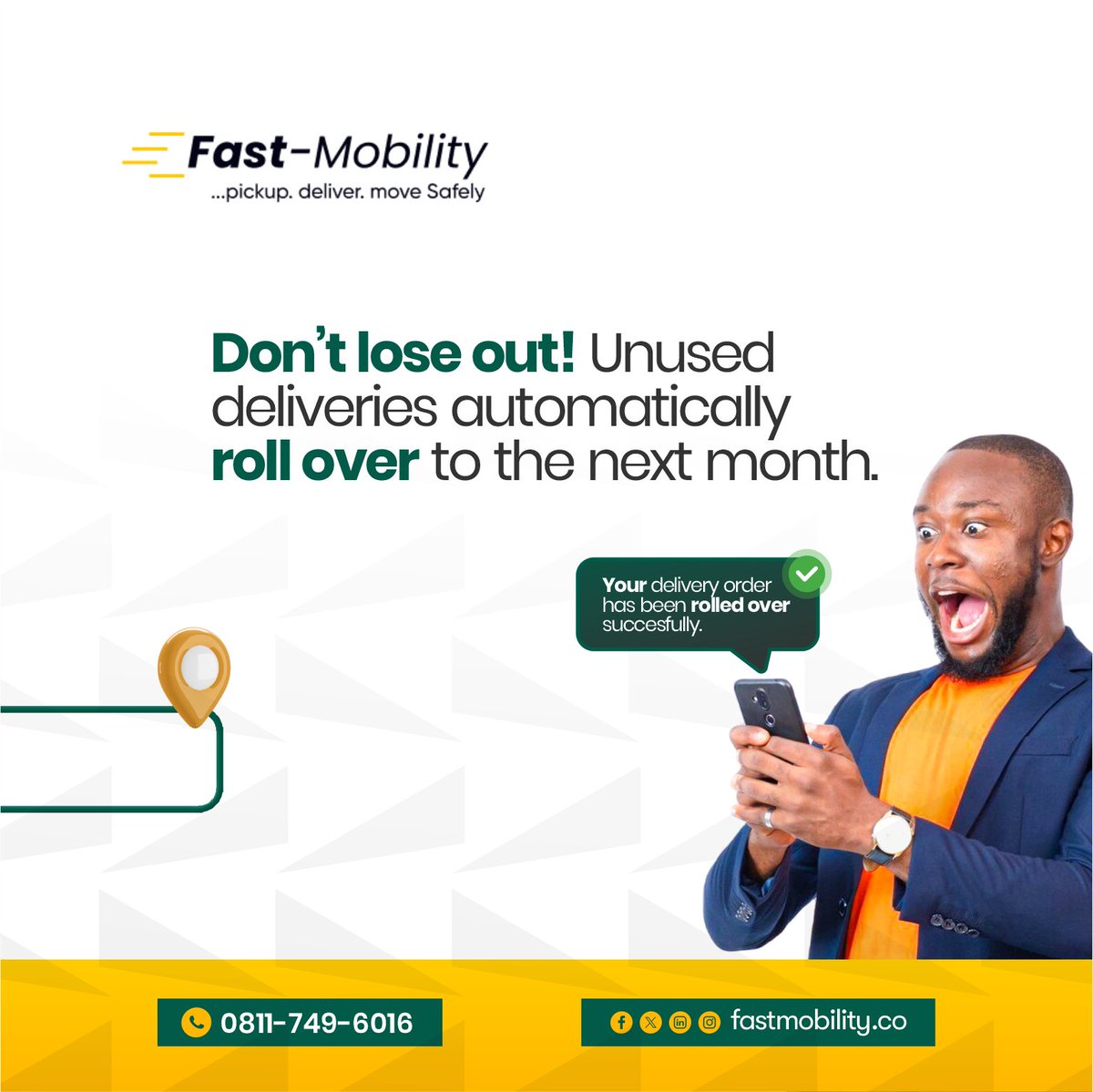 usefastmobility's tweet photo. Always roll over unused deliveries to the next month https://t.co/TMttYjLkIw