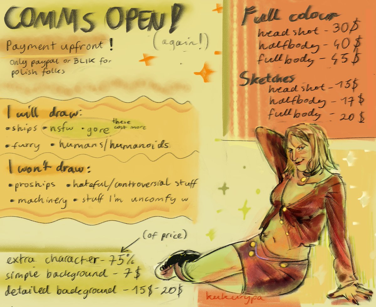 hi guys comms are open again!!! doesnt this sheet look amazing??? i know i know thank you thank you