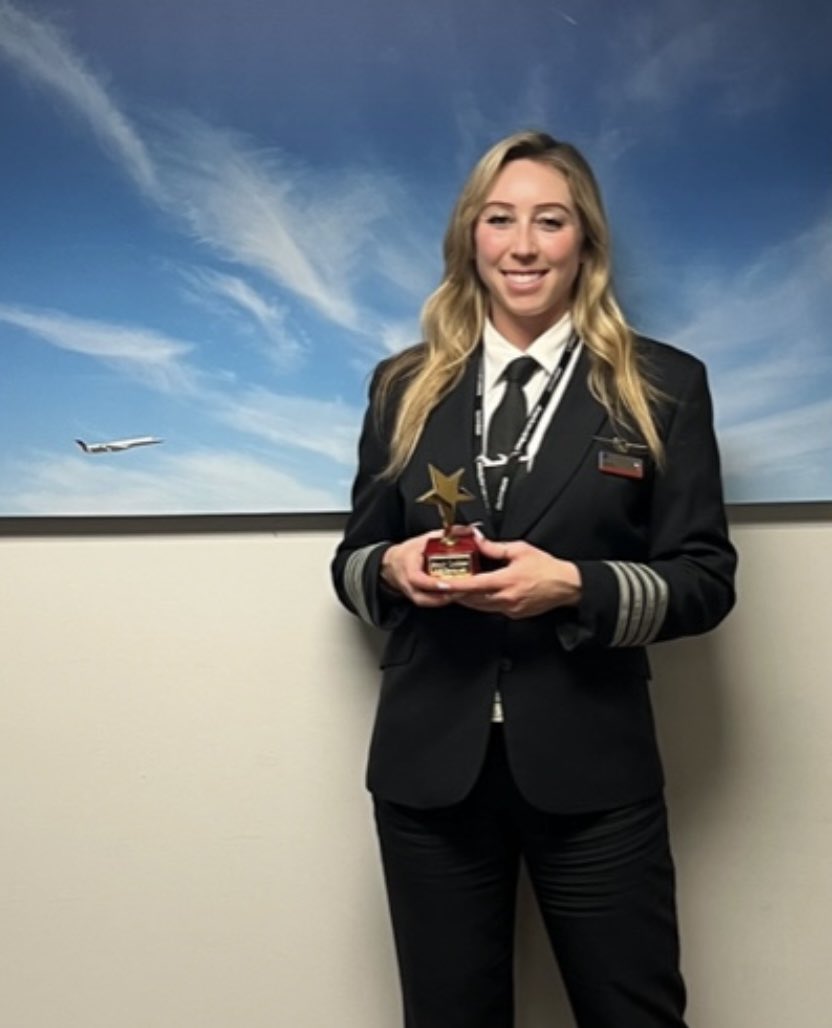 Congratulations to CA Erika Fine as a recipient of the <a href="/envoyaircareers/">Envoy Air</a> Flight Operations Star Award.  Thank you for volunteering with <a href="/WomenInAviation/">Women in Aviation International</a>.  Your presence as a role model and mentor for aspiring women pilots is truly commendable.