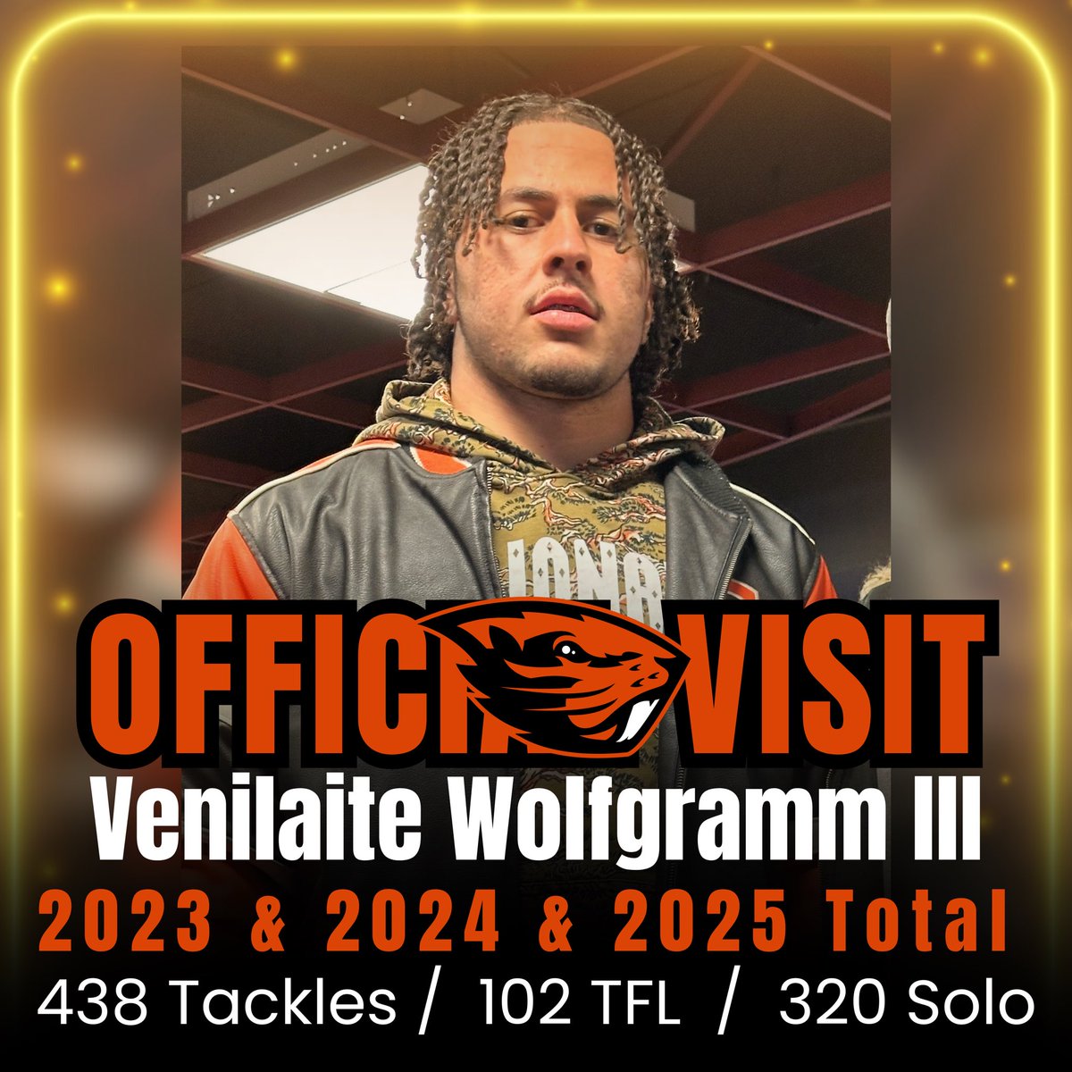 Big Dave Uiagalelei (@duiagalelei) on Twitter photo <a href="/BeaverFootball/">Oregon State Football</a> is BLESSED to have my nephew <a href="/dreamchaserven1/">Venilaite Wolfgramm III</a> this weekend. This will be a huge addition to the OSU Defense. He is a TACKLING MACHINE. As a 3 year starter, he racked up 438 Tackles, 102 Tackle For Losses and 320 Solo Tackles. And he was doing it against teams at <a href="/BeaverFootball/">Oregon State Football</a> is BLESSED to have my nephew <a href="/dreamchaserven1/">Venilaite Wolfgramm III</a> this weekend. This will be a huge addition to the OSU Defense. He is a TACKLING MACHINE. As a 3 year starter, he racked up 438 Tackles, 102 Tackle For Losses and 320 Solo Tackles. And he was doing it against teams at
