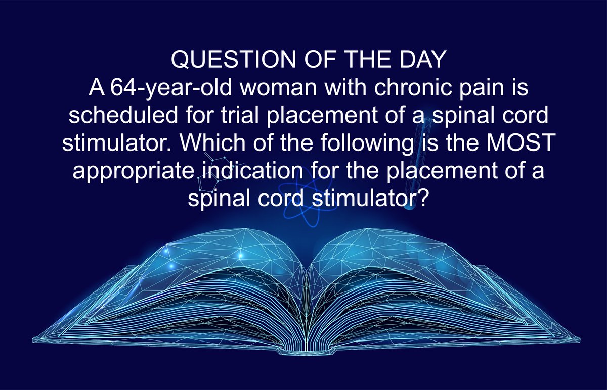 openanesthesia's tweet photo. #chronicpain management includes #medication &amp; #interventional procedures. How do you escalate #treatment? Who is a candidate for #spinalcord #stimulators? How do you assess? #painmanagement #pain #patientcare #anesthesia #anesthesiology #MedEd #MedTwitter https://t.co/7wVIYY1RTe https://t.co/jRQEzGDFjA