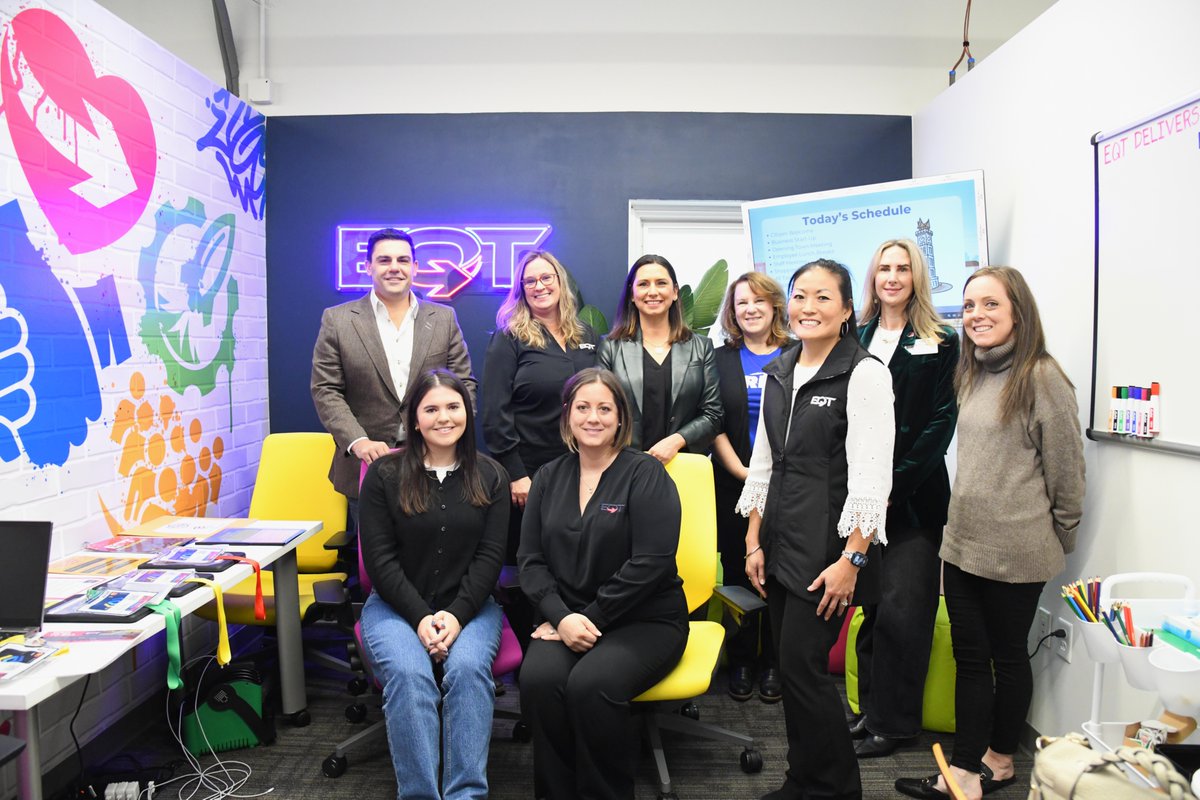 EQTCorp's tweet photo. CEO @Shalennial joined some #Qrew members for a ribbon cutting at the new EQT storefront at Junior Achievement's BizTown. This space allows area 4-6th grade students to come to learn about EQT while connecting the dots between what they learn in school and the real world. https://t.co/w58jKTs93E