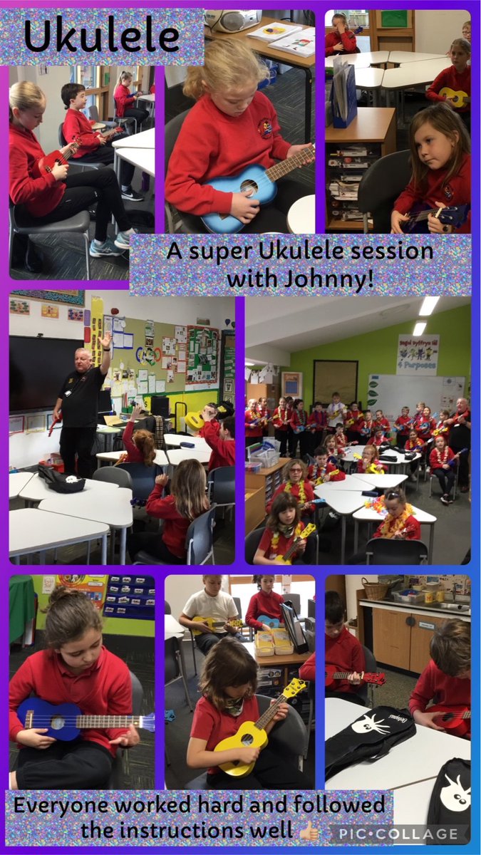 Diolch Johnny for a great session learning how to play the Ukulele 👍🏼Well done everyone for getting involved and giving it a go! See you next term Johnny😊@dmc_note