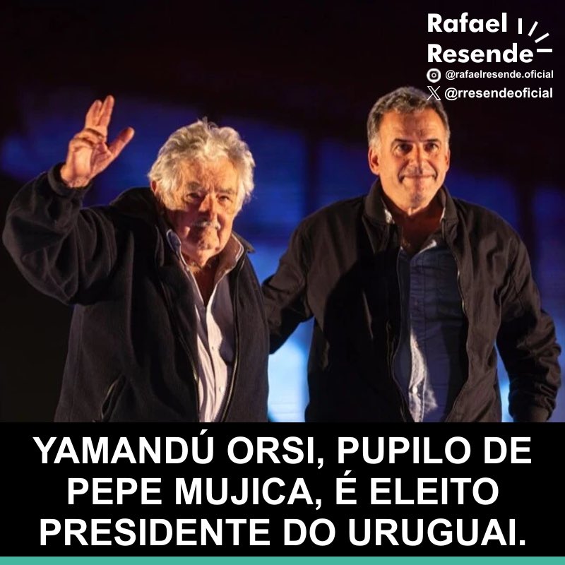rresendeoficial's tweet photo. Yamandú Orsi, de 57 anos, foi eleito nesse domingo Presidente do Uruguai.
#uruguai #eleiçõesuruguai #eleiçãouruguai #orsi #yamandu #Yamanduorsi #mujica #josémujica #pepemujica #esquerda #centroesquerda #politica #políticainternacional #geopolítica #analisepolitica
SEGUE O FIO 🧶 https://t.co/Rcms1A6Z9C