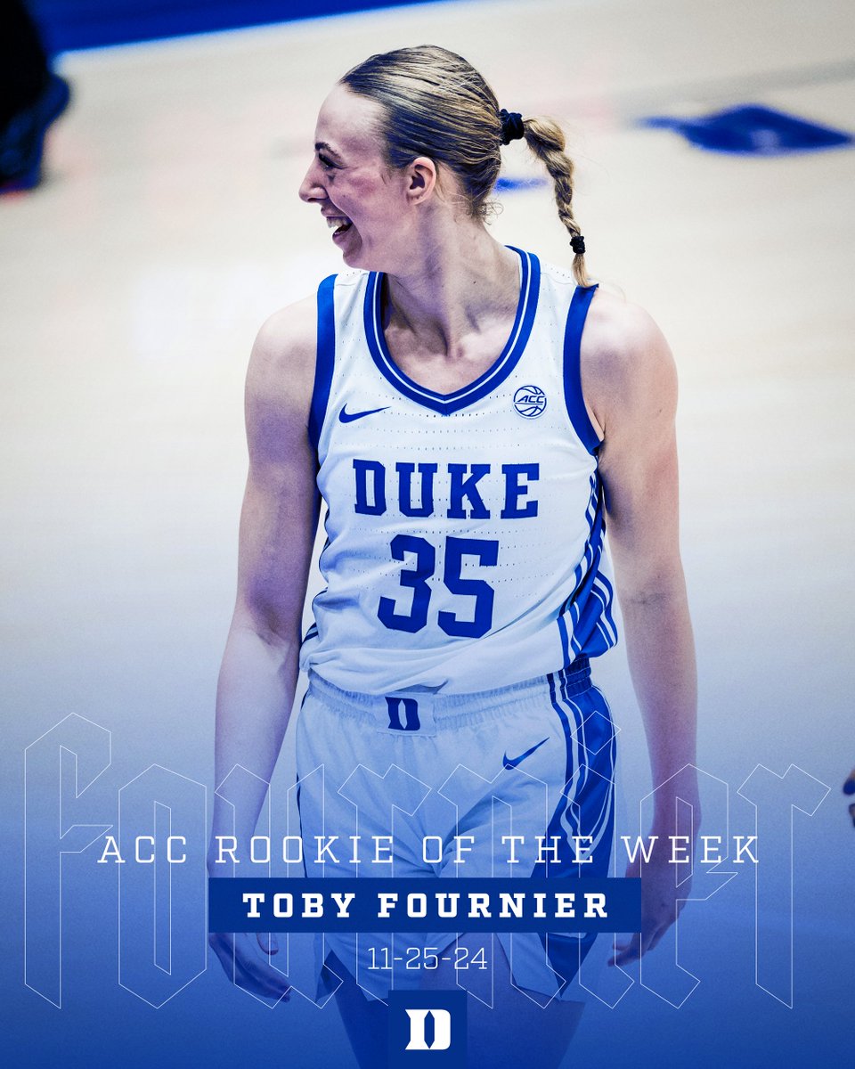DukeWBB's tweet image. Just in - Toby Fournier named ACC Rookie of the Week. More to come.

🇨🇦 14.5 PPG
🇨🇦 5.3 RPG
🇨🇦 1.3 BPG