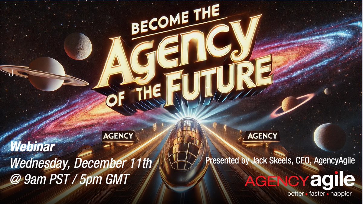 What will the Agencies of the Future look like? As is the case today, there will be many models, and they will look very different from each other and today’s typical agency. Join to explore the evolution of our industry.

Dec 11th @ 9am PST
ow.ly/8E5Q50Ufmab