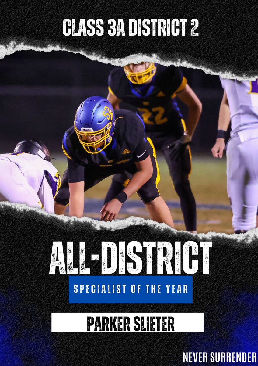 Congrats <a href="/ParkerSleiter/">Parker Sleiter</a> on your selection as 3A-2 Special teams player of the year! Not every year you see a long snapper recognized!