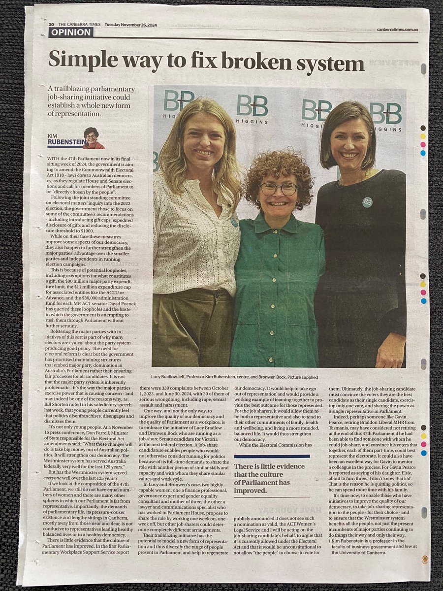 Kim Rubenstein (@rubenstein_kim1) on Twitter photo In print in today’s <a href="/canberratimes/">Canberra Times</a> and for those who haven’t yet read material about job sharing do look at bettertogetherparty.com.au In print in today’s <a href="/canberratimes/">Canberra Times</a> and for those who haven’t yet read material about job sharing do look at bettertogetherparty.com.au