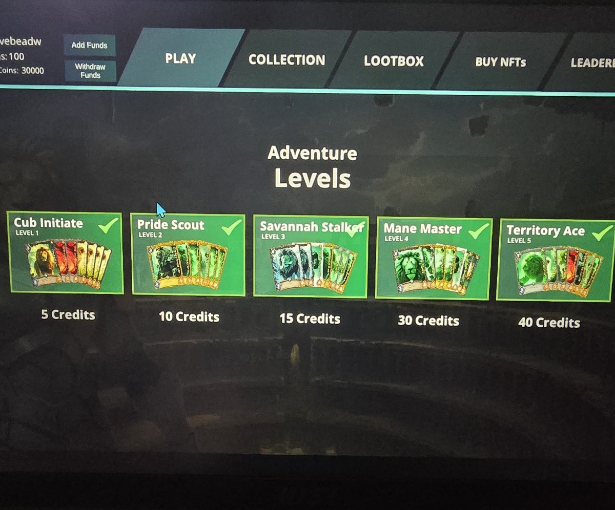 LuxLionsNFT's tweet photo. Our Trading Card Game King of The Jungle has Launched. 5 Adventure levels teach gameplay while earning Coins. Build ur Deck of 20 Cards, Invite your friends, Wager TLN and have a Blast while earning TLN. The Leaderboard calls out, will you answer?

#Koj #Xrp #Nft #LuxLionsNFT https://t.co/IJnUYpDq9Z