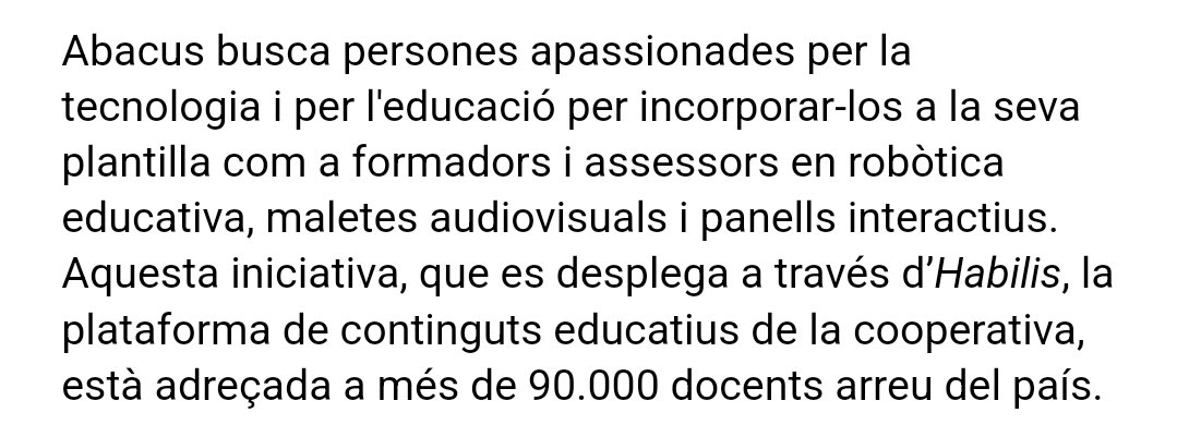 Algú em sabria dir perquè Abacus és l'empresa adjudicatària de totes les formacions que fa <a href="/educaciocat/">Educació</a> sobre robòtica, maletes i panells interactius?

Si hi ha professorat format k ho podria fer perquè s'adjudica a una empresa externa? 🤨

abacus.cat/abacus-educaci…