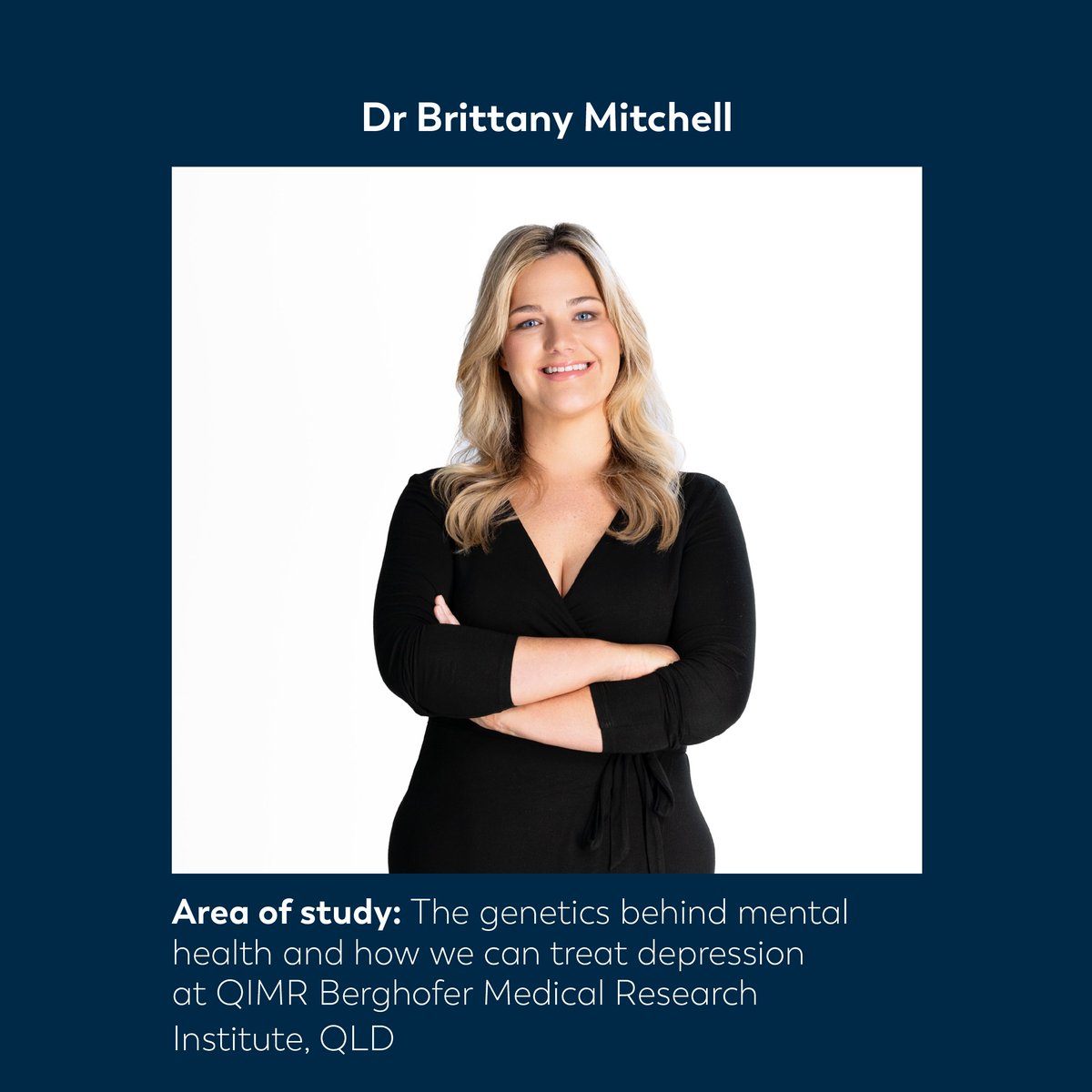 LOrealAustralia's tweet image. Introducing L’Oréal-UNESCO #FWIS Fellow Dr Brittany Mitchell of @QIRMB_Institute 🔎 Her area of study? The genetics behind mental health and how we can treat depression.