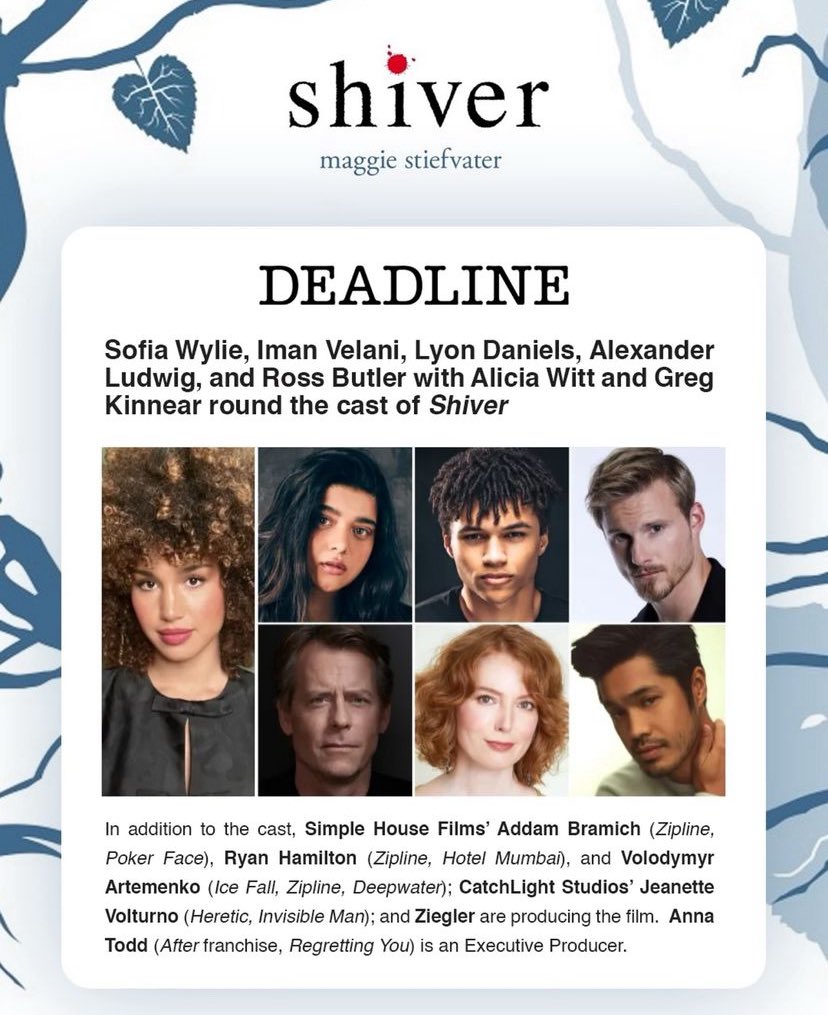 🎞️ Anna Todd é a produtora executiva da adaptação de “Shiver”, livro de Maggie Stiefvater, para o cinema.

Maddie Ziegler, Levi Miller, Sofia Wylie e Alexander Ludwig são alguns nomes no elenco.

No Brasil, o livro se chama “Calafrio” e faz parte da série Os Lobos de Mercy Falls.