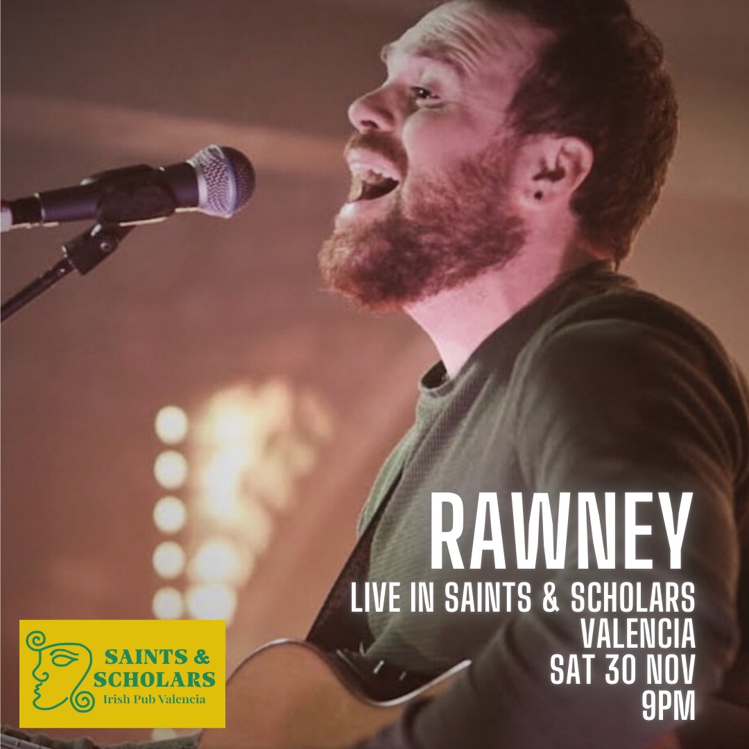 Back in #Valencia playing a few tunes in #Saints&amp;Scholars this Sat 30 Nov at 9pm! 

#livemusic #gig #rawney #valencia #spain #musician #irishmusician #tour #valencialivemusic #valenciamusic #saintsandscholars #singer #songwriter #singersongwriter #acoustic #rock #indie #folk